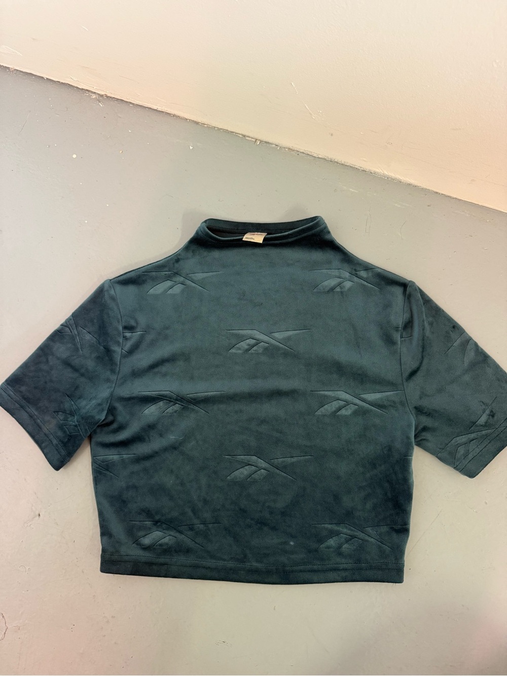 Reebok Dark Teal Cropped velour Short Sleeve Top